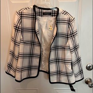 Kasper black and white plaid jacket size 14 NWT